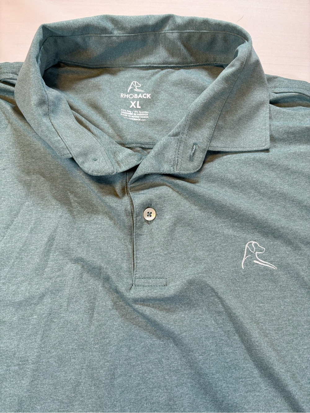 Rhoback Mens XL Long Sleeve Performance Polo Shirt Sage Heather Green